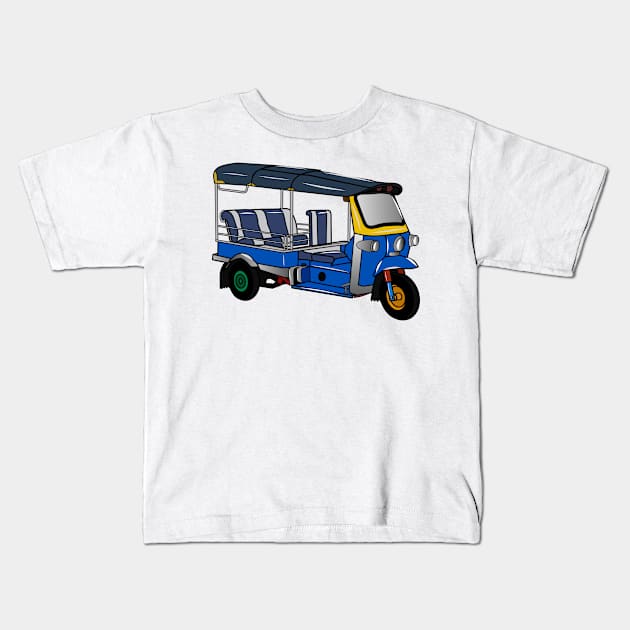 Tuk tuk cartoon illustration Kids T-Shirt by Miss Cartoon